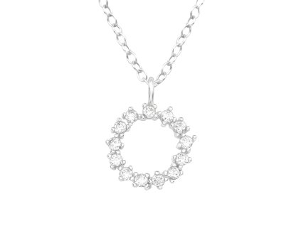 Strieborna retiazka nahrdelnik veniec so zirkonmi s kamienkami kamienok ciry leskly kruh Ag925
