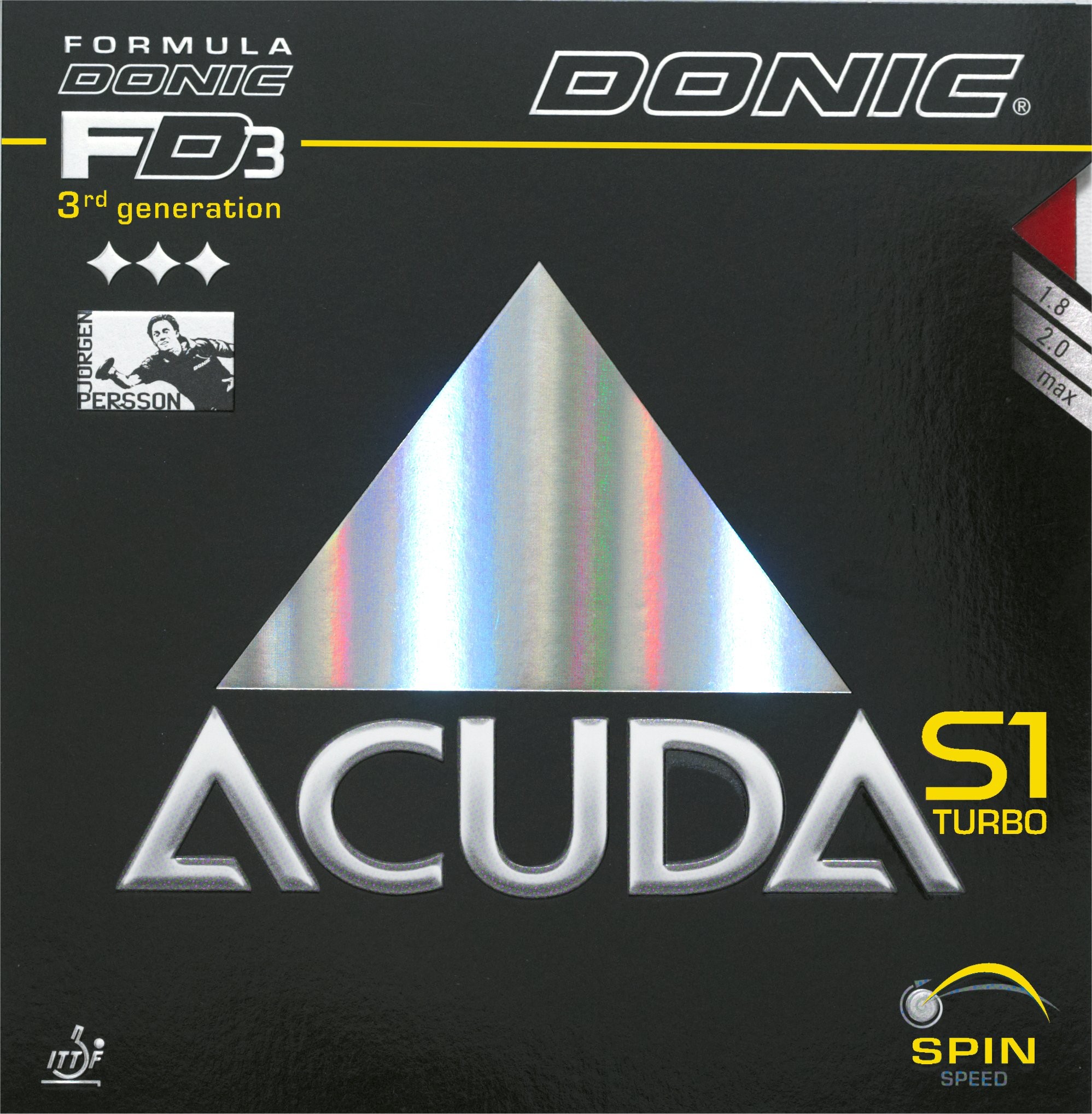 Donic - Acuda S1 Turbo Barva: Černá, Tloušťka houby: 1,8