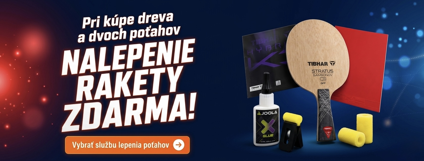 Drevo a poťahy na stolný tenis zakúpené u nás Vám nalepíme zdarma