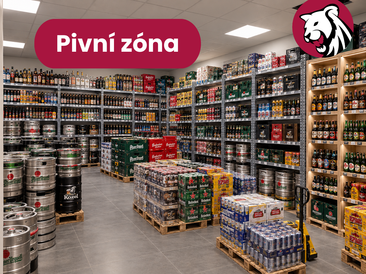 Pivní zóna a výběr destilátů v prodejně Stramis