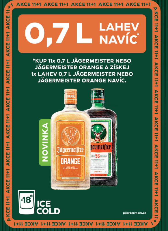 Jägermeister 35% 0,7l 11+1 zdarma