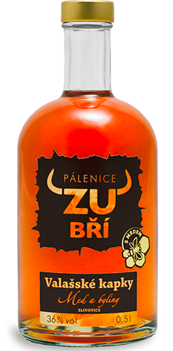 Pálenice Zubří Valašské kapky (med a bylinky) Zubří 36 % 0,5 l