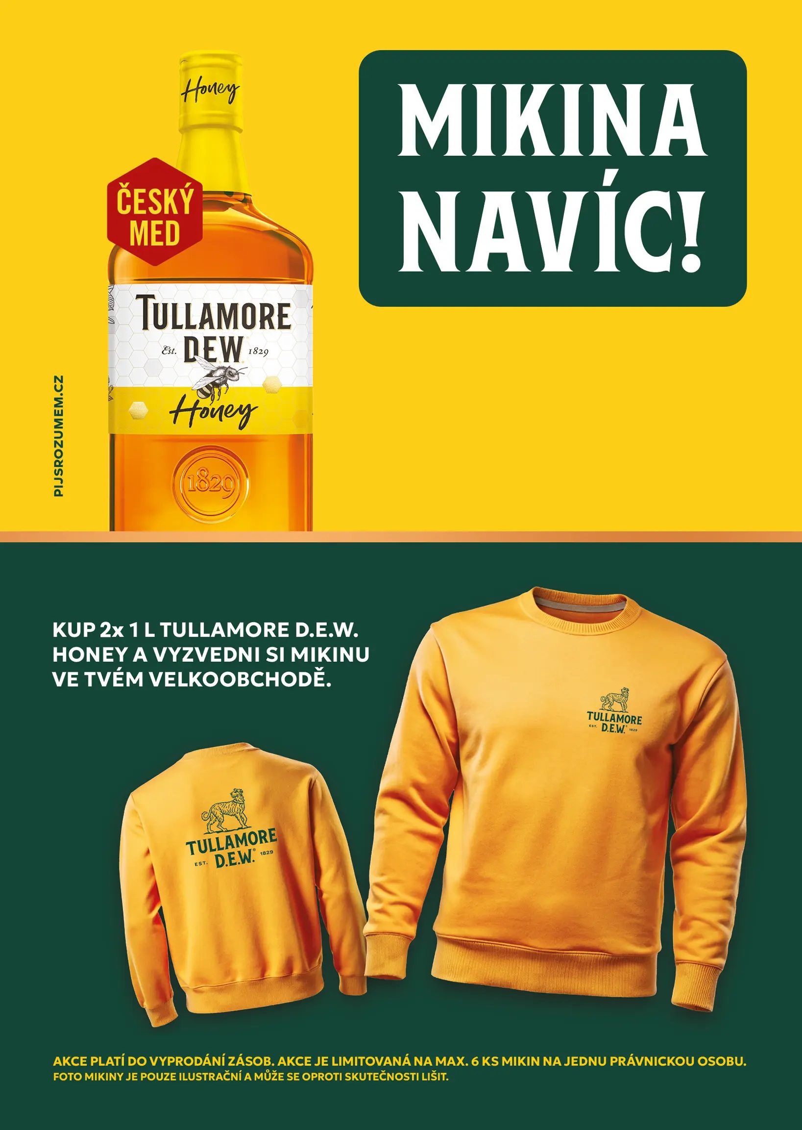 Tullamore D.E.W. Honey 2x1l + Mikina L zdarma