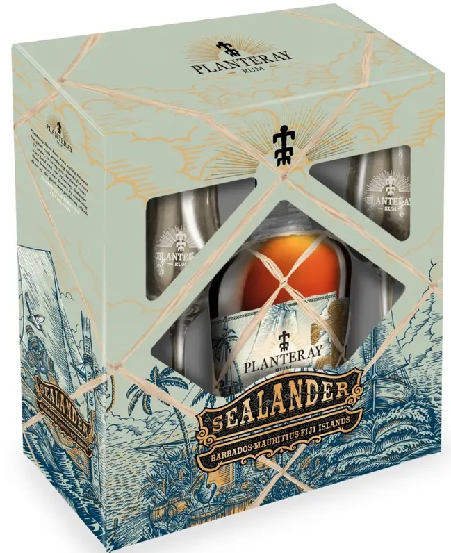 Planteray Sealander + 2 skla 40% 0,7l (dárkové balení 2 sklenice)