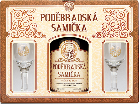Poděbradská Samička + 2 skla 35% 0,5l (dárkové balení 2 sklenice)