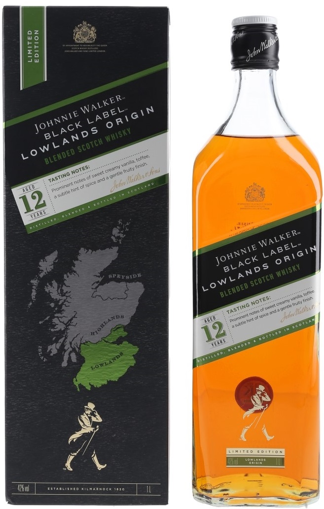 Johnnie Walker Black Label Lowlands Origin 42% 1l (karton)