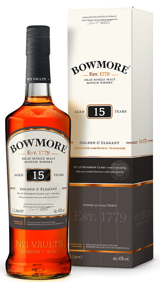 Bowmore 15 letá Golden & Elegant 1l