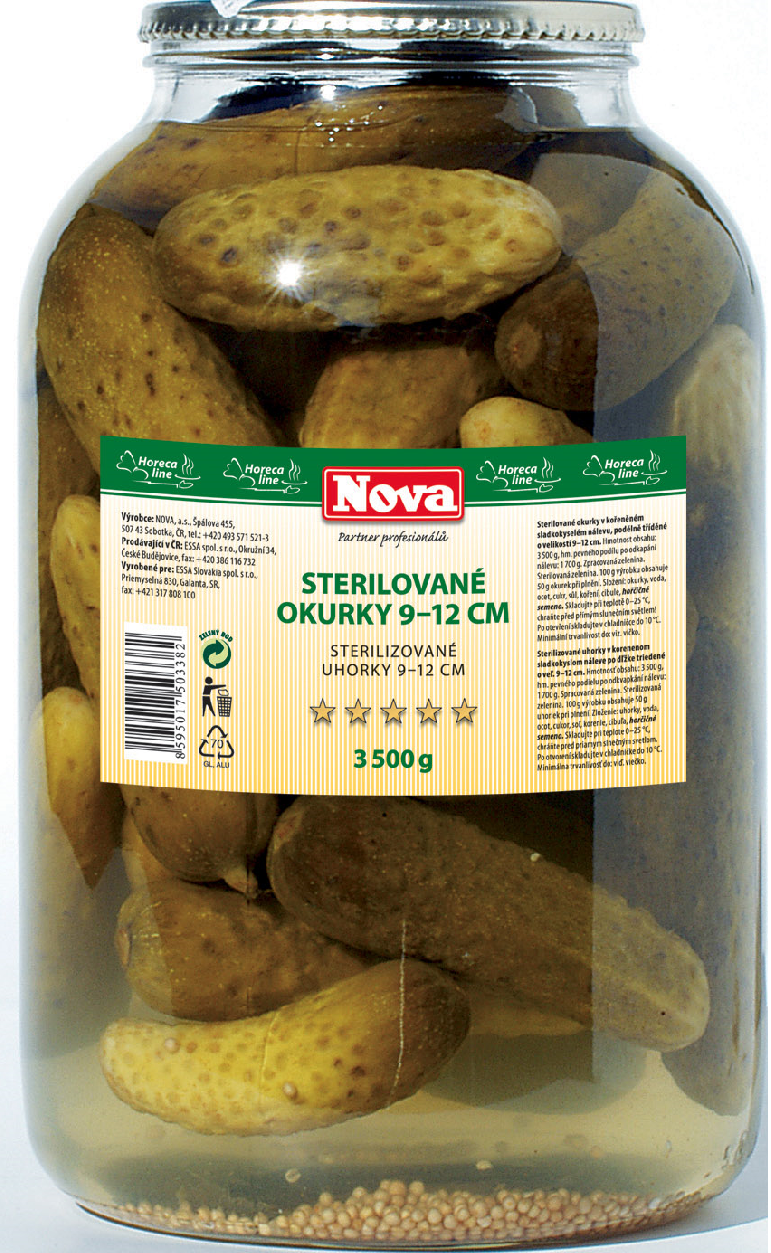 Sterilované Okurky 9-12cm 3500g