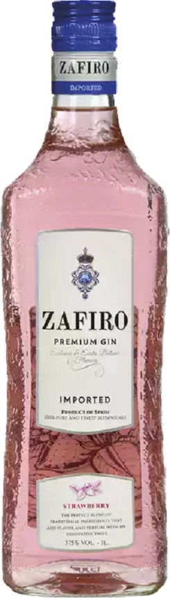 Gin Zafiro Premium Strawberry 37,5% 1l (holá láhev)