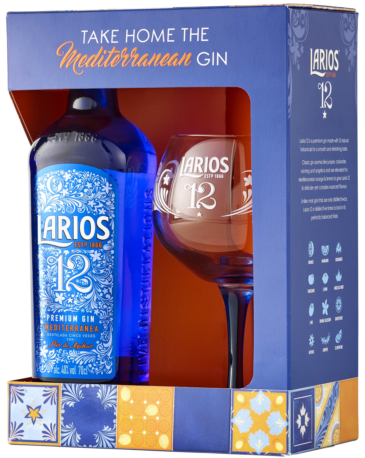 Larios 12 Premium Gin + sklenice 40% 0,7l (dárkové balení sklenice)
