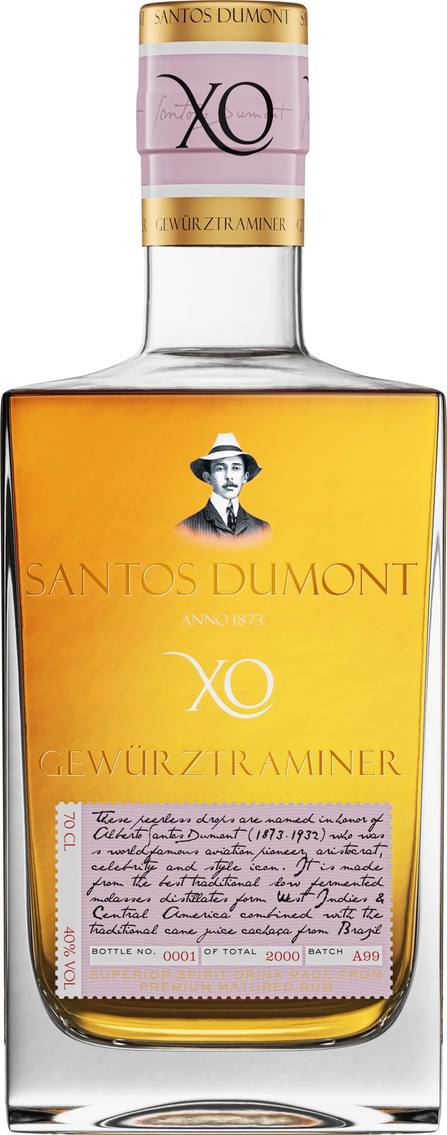 Rum Santos Dumont XO Gewürztraminer 40% 0,7l (holá láhev)