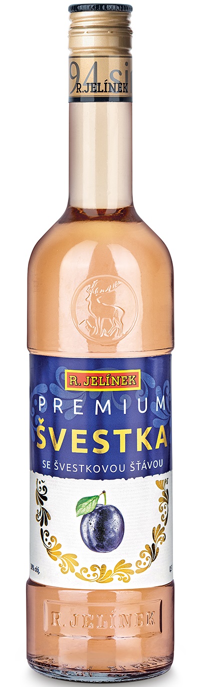 R. Jelínek Švestka Premium pálenka 38% 0,5l (holá láhev)