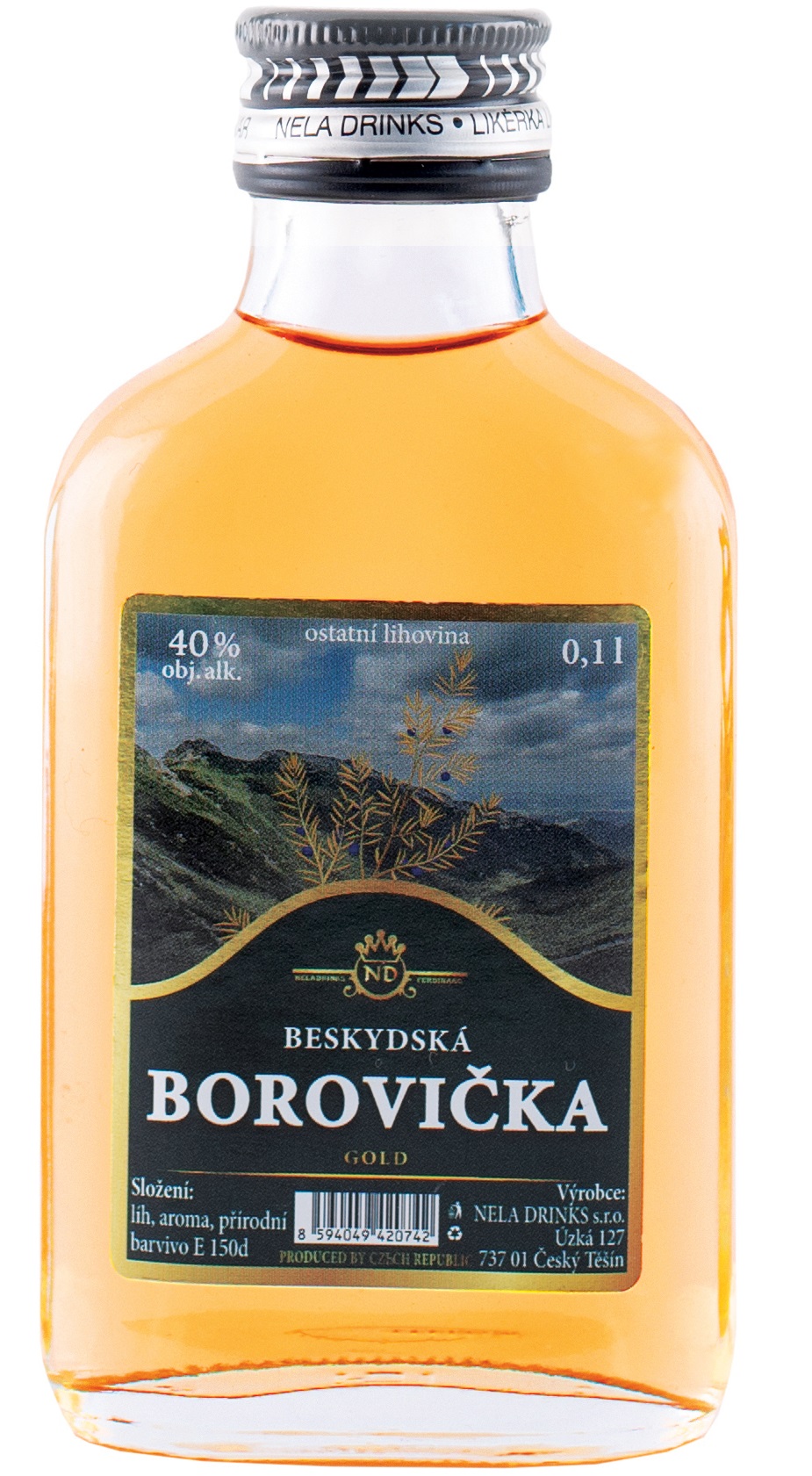 Beskydská Borovička 40% 0,1l (holá láhev)