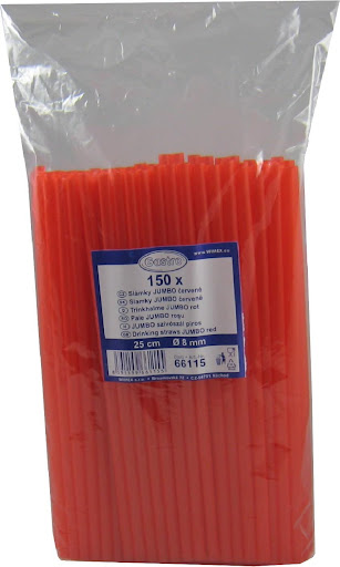 Slámky Jumbo červené 150ks
