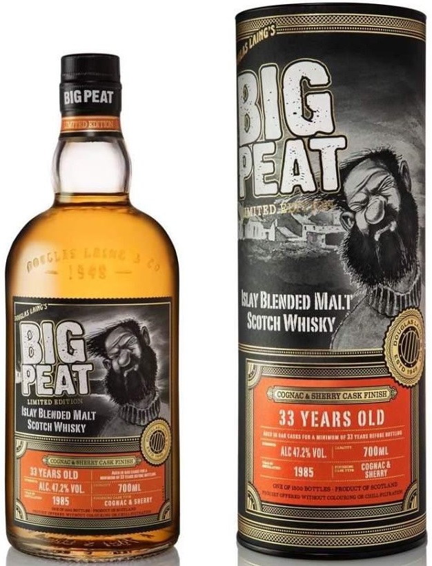 Big Peat Cognac & Sherry Cask Finish 33yo 47,2% 0,7l (tuba)