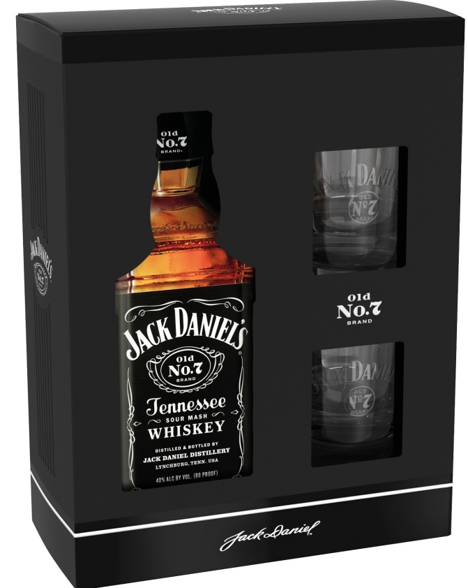 Jack Daniel's 0.7l + 2x sklenička (Karton + 2 skleničky)