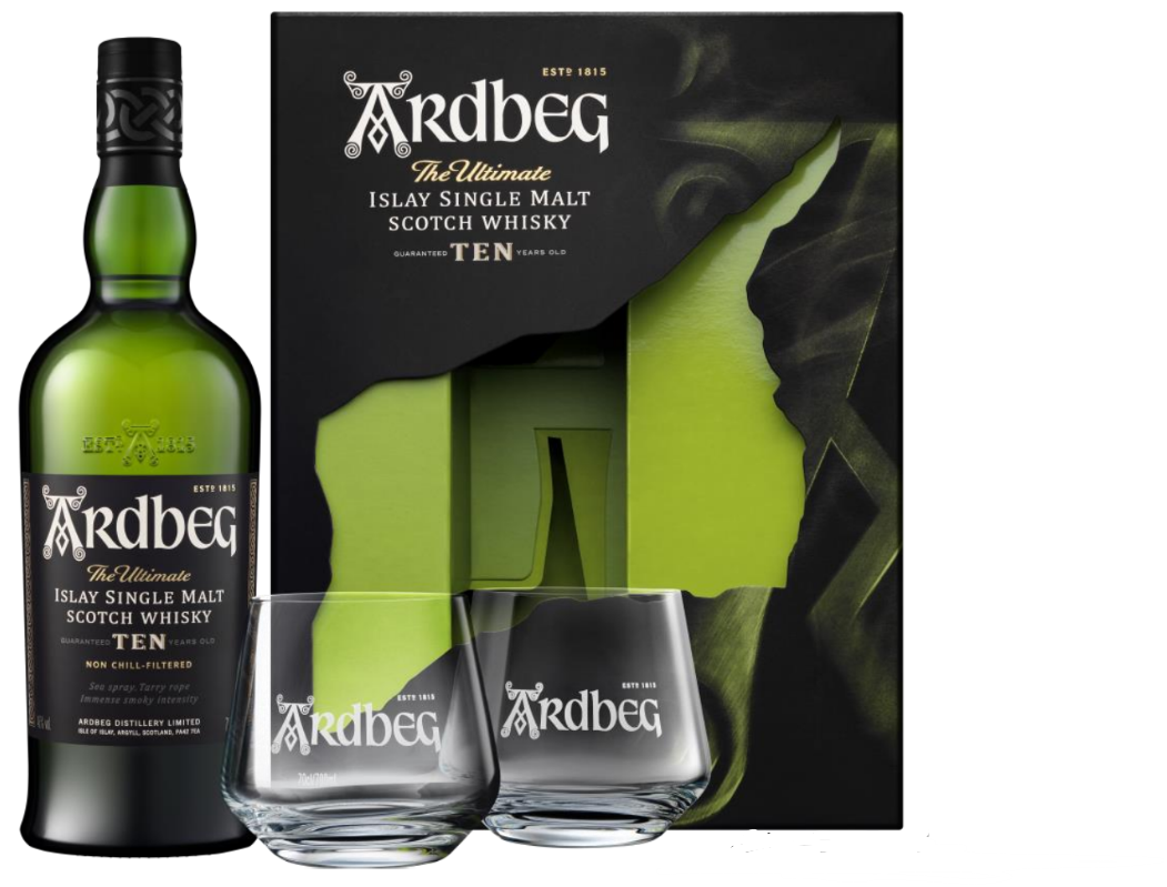 Ardbeg 10y 0,7l 46% (dárkové balení 2 skleničky)