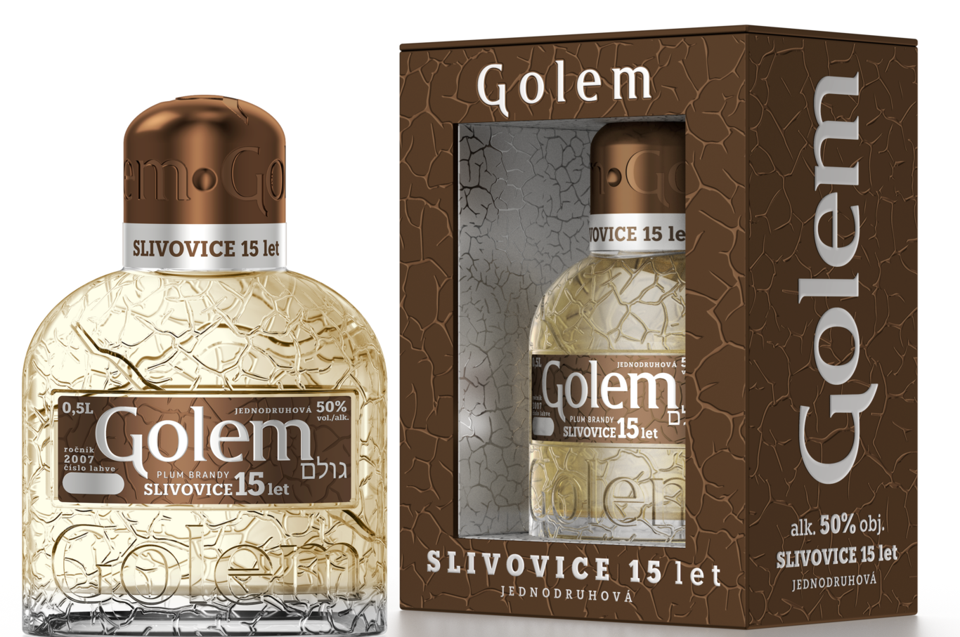 GOLEM SLIVOVICE 15y plum 50% 0,5l (holá láhev)