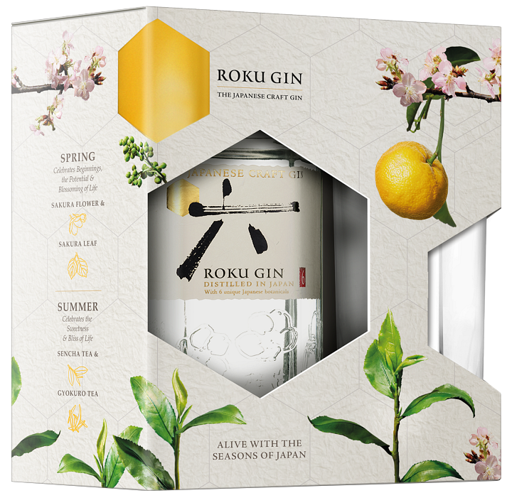 Roku Gin + sklenice 43% 0,7l (dárkové balení 1 sklenice)