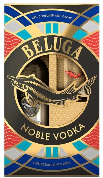 Beluga Noble Vodka + 1 sklo 40% 1l (dárkové balení 1 sklenice)