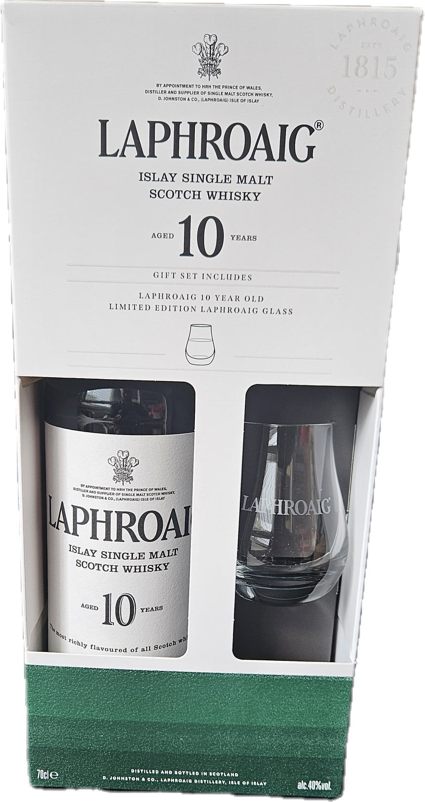 Laphroaig 10yo + 1 sklo 40% 0,7l (dárkové balení 1 sklenice)