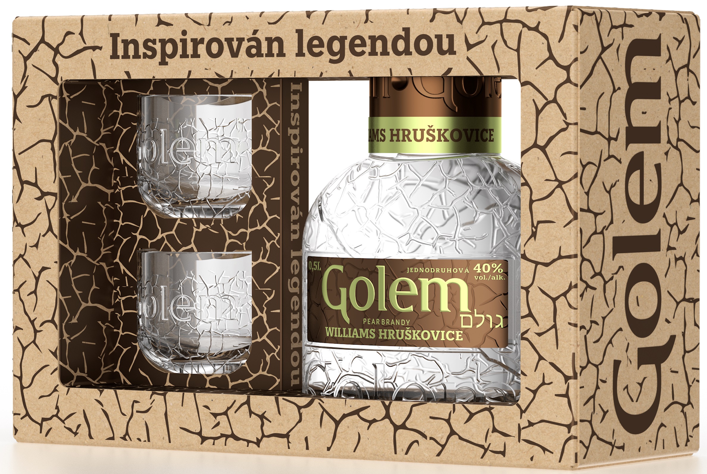 Golem Hruškovice + 2 skla 40% 0,5l
