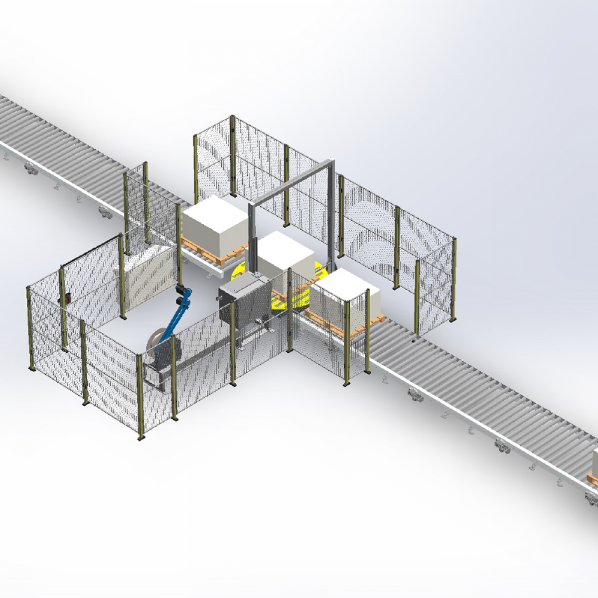 Vertical Strapper SSH integrovaný do automatickej páskovacej linky