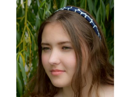 Modrotisková dětská čelenka do vlasů 1a