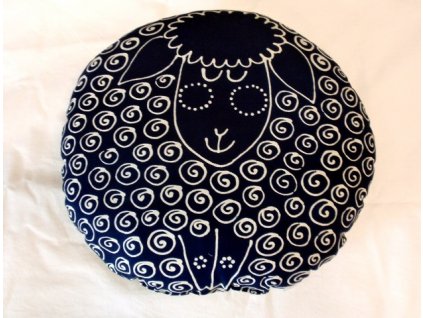 Modrotiskový polštář kulatý ø 42 cm 1