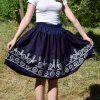 Modrotisková dámská sukně do gumy řasená 1