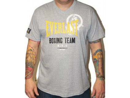 Triko Everlast grey / yellow sign boxing team