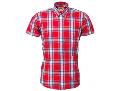 košile Relco London Red Check Shirt