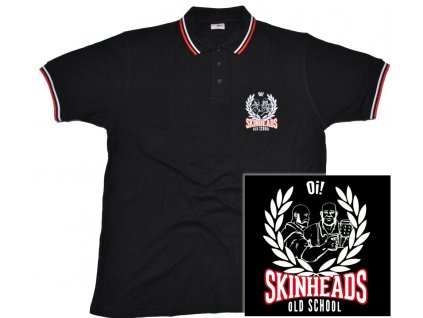 Polokošile Skinheads Old School  černá / červený bílý proužek