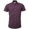 košile Relco London Men's Burgundy Floral Shirt