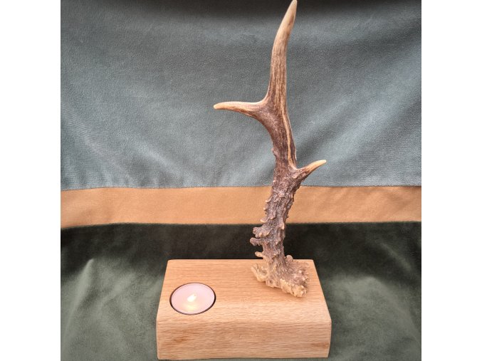 Svícen ze dřeva s parožím