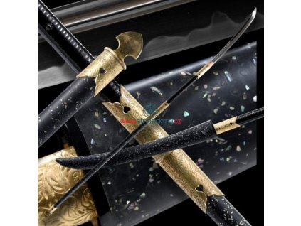 SHERU Japanese Naginata Sword - T-10 Steel, Real Choji Hamon