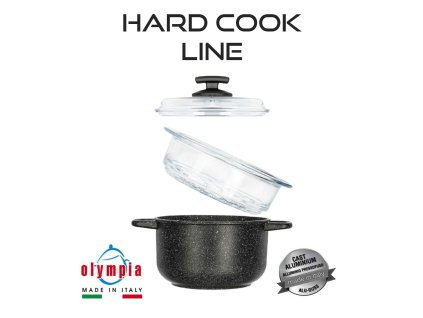 súprava na varenie v pare HARD COOK Line z liateho hliníka Ø20 cm s minerálnym kameninovým povrchom