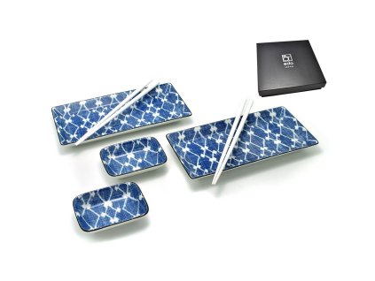 60856 porcelanovy servis na sushi shibori blue box 2osoby