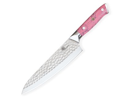 63410 nuz chef gyuto 210 mm pink stone tsuchime damascus