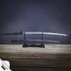 30656 5 handachi katana z uhlikovej prekladanej ocele aisi 1045 s lestenou imitaciou hamonu