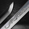 katana dragon horimono T-10 Carbon Steel, Real Suguha/Choji Hamon, Yokote