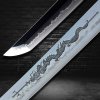 katana dragon spear horimono T-10 Carbon Steel, Real Choji Clover-Tree Flower Hamon, Yokote