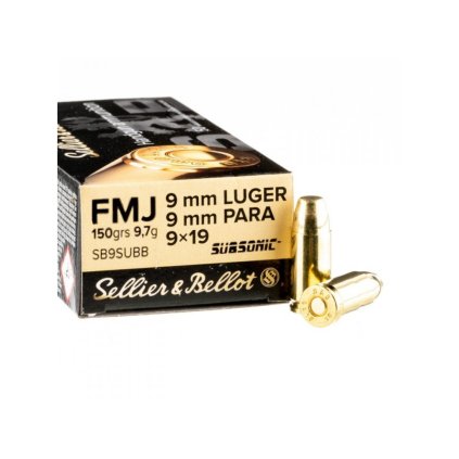 Střelivo S&B 9mm Luger SUBSONIC/9×19 FMJ 150grs - 50ks