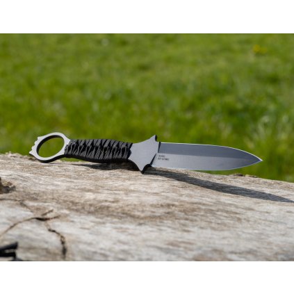 Nůž s pevnou čepelí - GZ Custom Blades - RINGED CLAYMORE DAGGER100 - Armor Black čepel/Paracord wrap black rukojeť