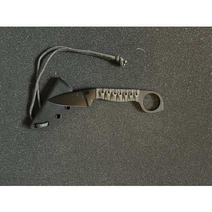 Nůž s pevnou čepelí - GZ Custom Blades - Wolfteeth MK3 Armor black/paracord tactical gray wrap rukojeť