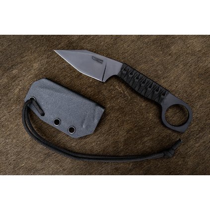 Nůž s pevnou čepelí - GZ Custom Blades - Wolfteeth MK5 Armor black/paracord black wrap rukojeť