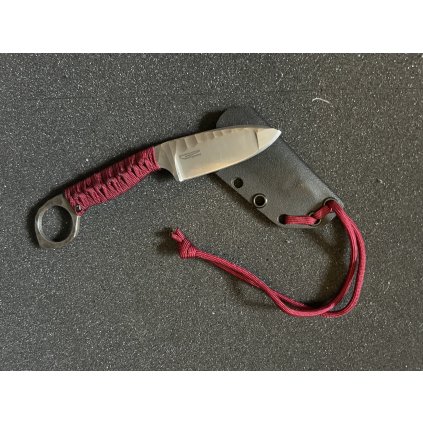 Nůž s pevnou čepelí - GZ Custom Blades - Wolfteeth MK1- "CUSTOM" Solid steel/paracord red wrap rukojeť