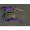 Nůž s pevnou čepelí - GZ Custom Blades - Wolfteeth MK6 Gr5 Titan Hardended/tactical purple wrap rukojeť