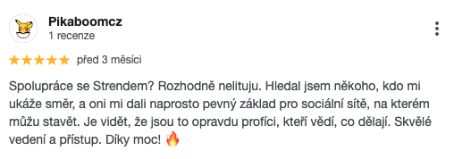 Veřejná Google recenze spolupráce se sTrendem