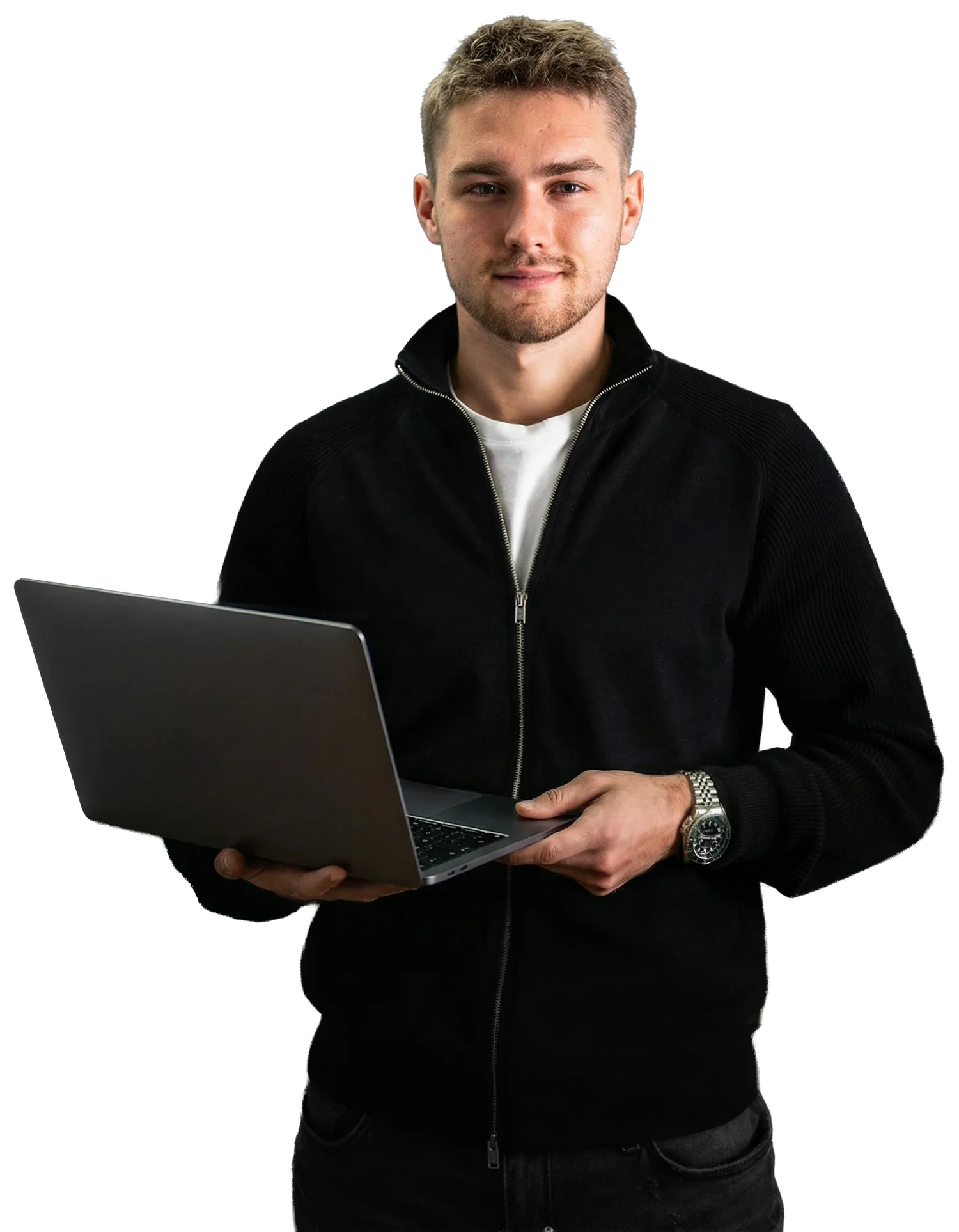 Ondřej Borovski s notebookem při práci na osobní značce